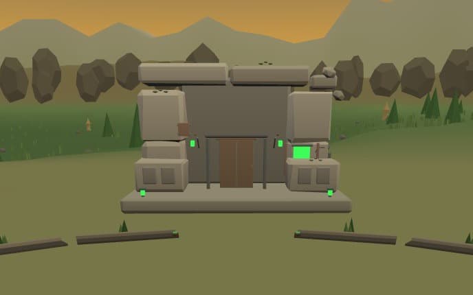 Screenshot of ASURA WORLD: a 3D plaza and a building